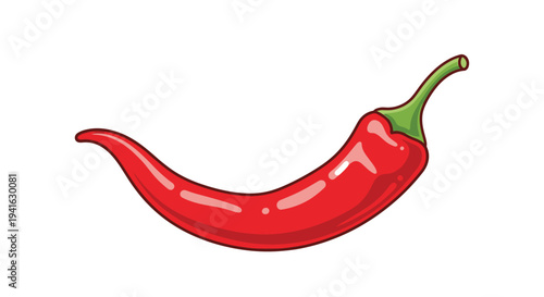 A vibrant red chili pepper with a green stem is illustrated