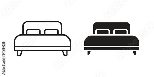 Bed icon concept. Silhouette, glyph symbol. Isolated design.