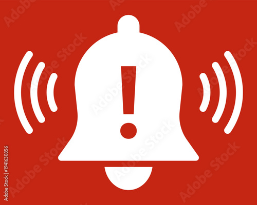 Warning notification bell icon with exclamation mark alert alarm symbol emergency signal attention reminder message notice concept for app interface web design safety alert