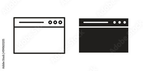 Browser window icon concept. Silhouette, glyph symbol. Isolated design.