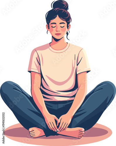 meditazione, relax, yoga, uomo, donna, vettoriale, illustrazione, loto, fitness, corpo, bellezza, fumetti, persone, posa, salute, gravidanza, ponderare, esercizio, stile di vita, rosa, arte, seduta, c