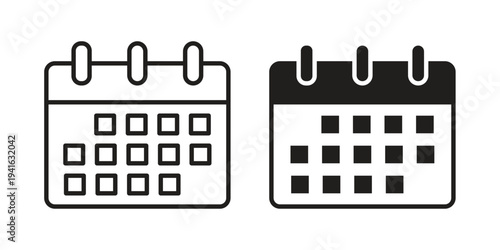 Calendar icon concept. Silhouette, glyph symbol. Isolated design.