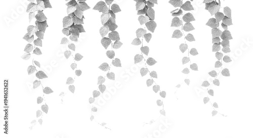 Halftone Leaf Vine Vector Botanical Hanging Leaves Dot Pattern Nature Floral Decorative Plant Illustration 