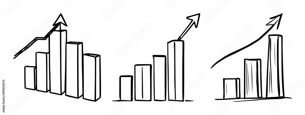 Obraz premium Professional UI icon set with 3D bar graph with an upward trend arrow featuring ui, 3d, bar graph with growth symbol and white background