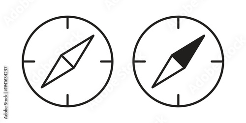 Compass icon concept. Silhouette, glyph symbol. Isolated design.