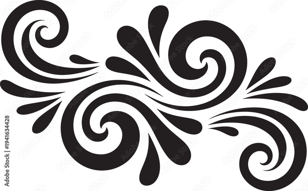 Fototapeta premium Elegant black swirling floral ornamental design for decorative purposes