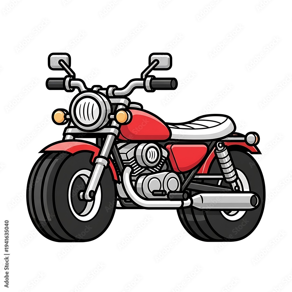Obraz premium Red Motorcycle Illustration Side View.