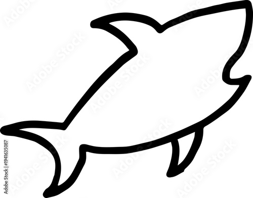 Handdrawn outline Illustration of a Shark