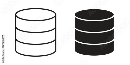 Database icon concept. Silhouette, glyph symbol. Isolated design.