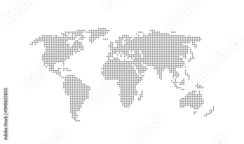 Dotted World Map vector transparent illustration. Earth Map with pointillism