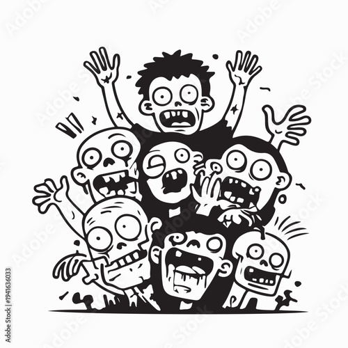 Creepy Zombie Apocalypse Silhouette Graphic Illustration