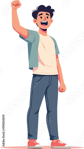uomo o donna ragazzo o ragazza euforico vincita bello festa , balla o si sente bene vettoriale