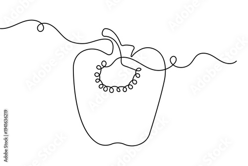 Bell pepper continuous line drawing minimalist style isolated outline vector illustration