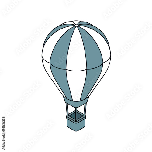 Blue and White Hot Air Balloon Illustration.