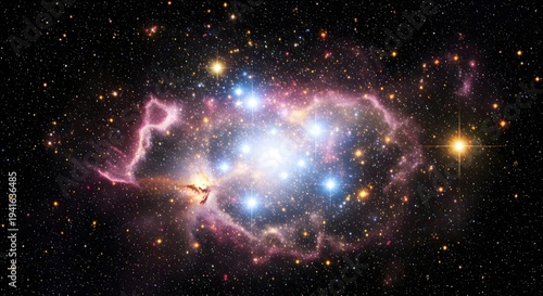 Cosmic nebula displaying vibrant colors and stellar activity in deep space