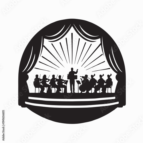 Classical Music Orchestra Performance On Stage Silhouette Design