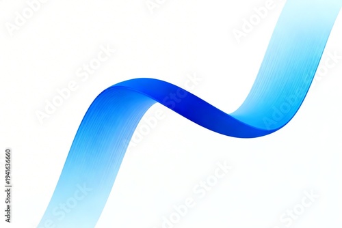 Blue ribbon flowing on white background