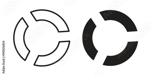 Donut chart icon concept. Silhouette, glyph symbol. Isolated design.