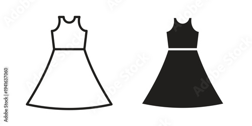 Dress icon concept. Silhouette, glyph symbol. Isolated design.