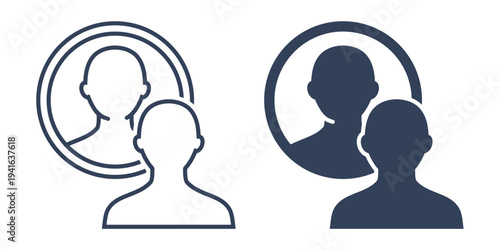 Human Silhouette Facing Mirror Icon. Self Awareness and Personal Reflection Symbol. Vector Illustration