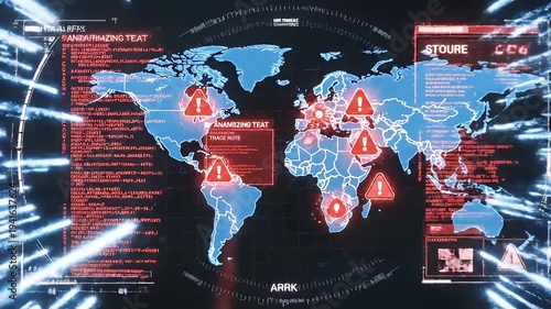 Global Cyberattack Map Display Revealing Digital Threats.