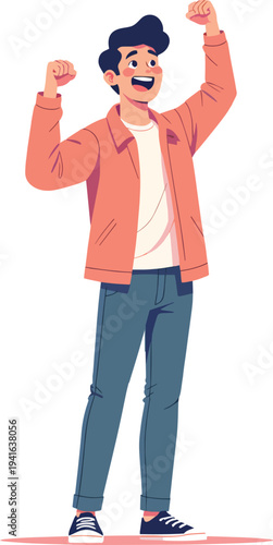 uomo o donna ragazzo o ragazza euforico vincita bello festa , balla o si sente bene vettoriale