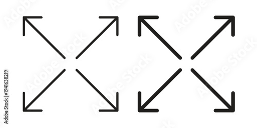 Expand icon concept. Silhouette, glyph symbol. Isolated design.