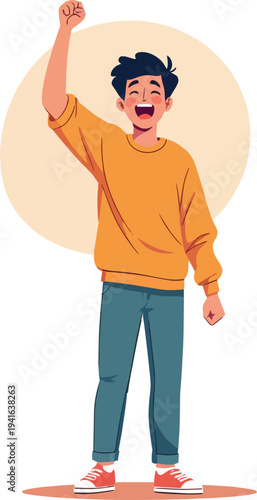 uomo o donna ragazzo o ragazza euforico vincita bello festa , balla o si sente bene vettoriale