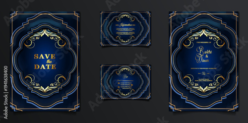 luxury elegant wedding invitation card design set