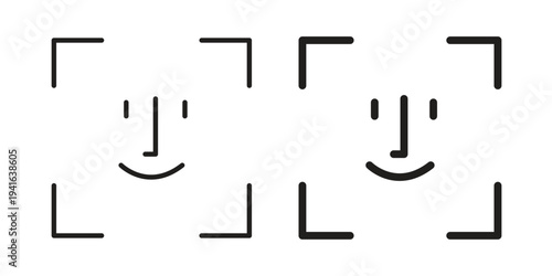 Face id icon concept. Silhouette, glyph symbol. Isolated design.