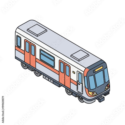 Illustration of Modern Subway Train Vehicle.