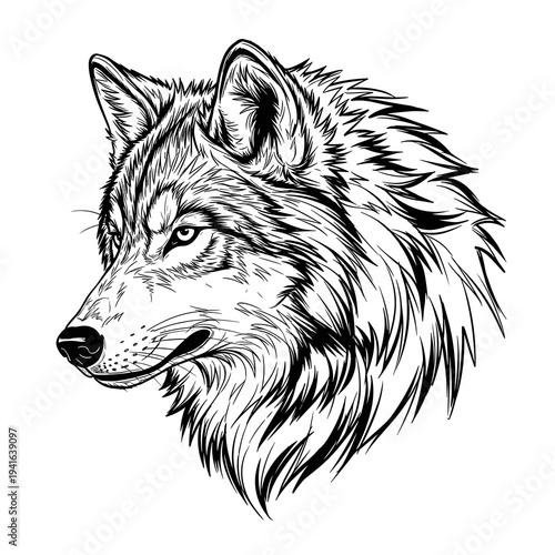 Hand-Drawn Wolf Head Sketch