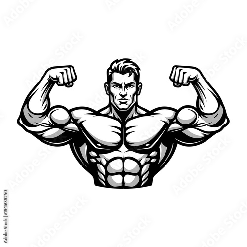 Muscular Bodybuilder Wolf Man Mascot