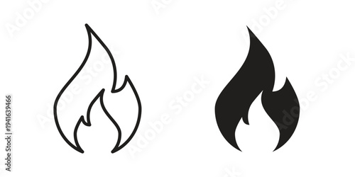 Fire icon concept. Silhouette, glyph symbol. Isolated design.