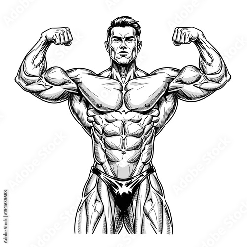 Full Body Bodybuilder Classic Physique Pose