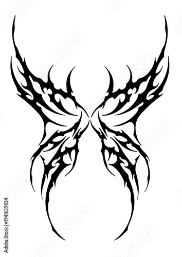 Cybersigilism tribal butterfly tattoo design