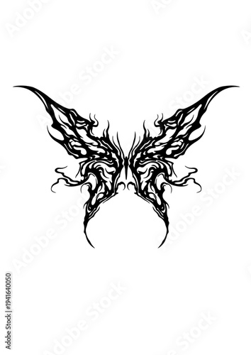 Cybersigilism tribal butterfly tattoo design