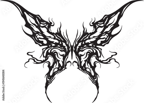 Cybersigilism tribal butterfly tattoo design