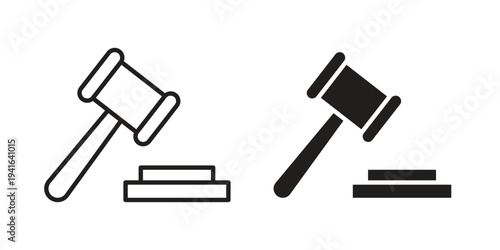 Gavel icon concept. Silhouette, glyph symbol. Isolated design.