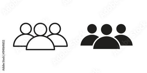 Group icon concept. Silhouette, glyph symbol. Isolated design.
