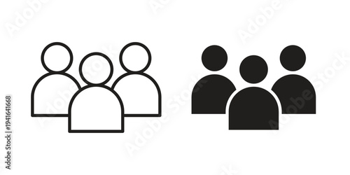 Group icon concept. Silhouette, glyph symbol. Isolated design.