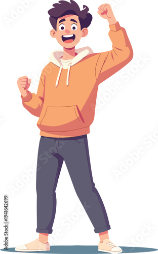 uomo o donna ragazzo o ragazza euforico vincita bello festa , balla o si sente bene vettoriale