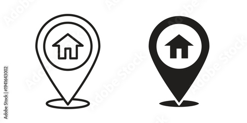 Home location icon concept. Silhouette, glyph symbol. Isolated design.