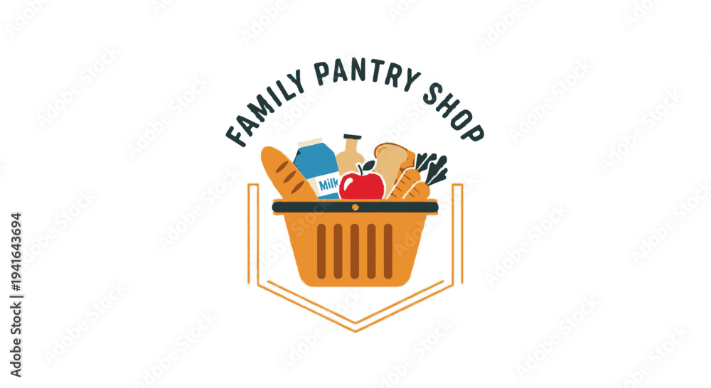 Obraz premium Family Pantry Shop Grocery Basket Logo Design.