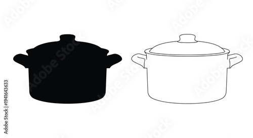 Two cooking pots one as a black silhouette
