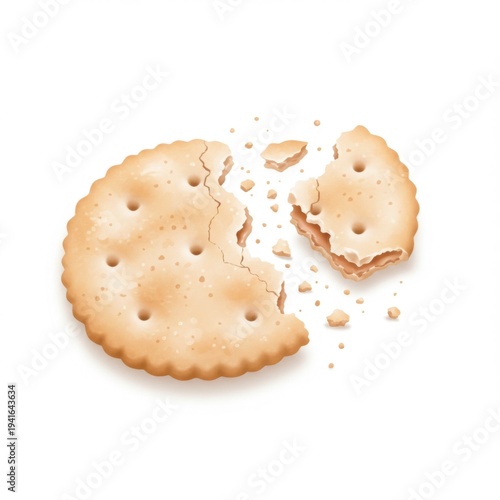 Broken Cracker with Beige Filling on White Background Delicious Snack Delight