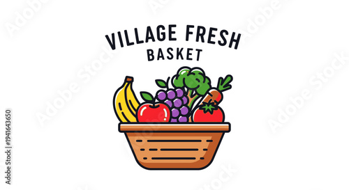 Colorful Fresh Fruits and Vegetables Basket.