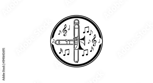 Flute Musical Instrument with Music Notes.