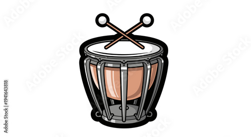 Illustration of a Djembe Drum with Mallets.