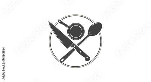 Kitchen Utensils Illustration Inside Circle.